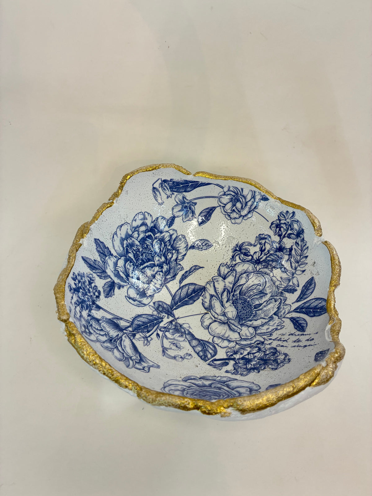 Blue & White Print Acrylic Bottom Bowl