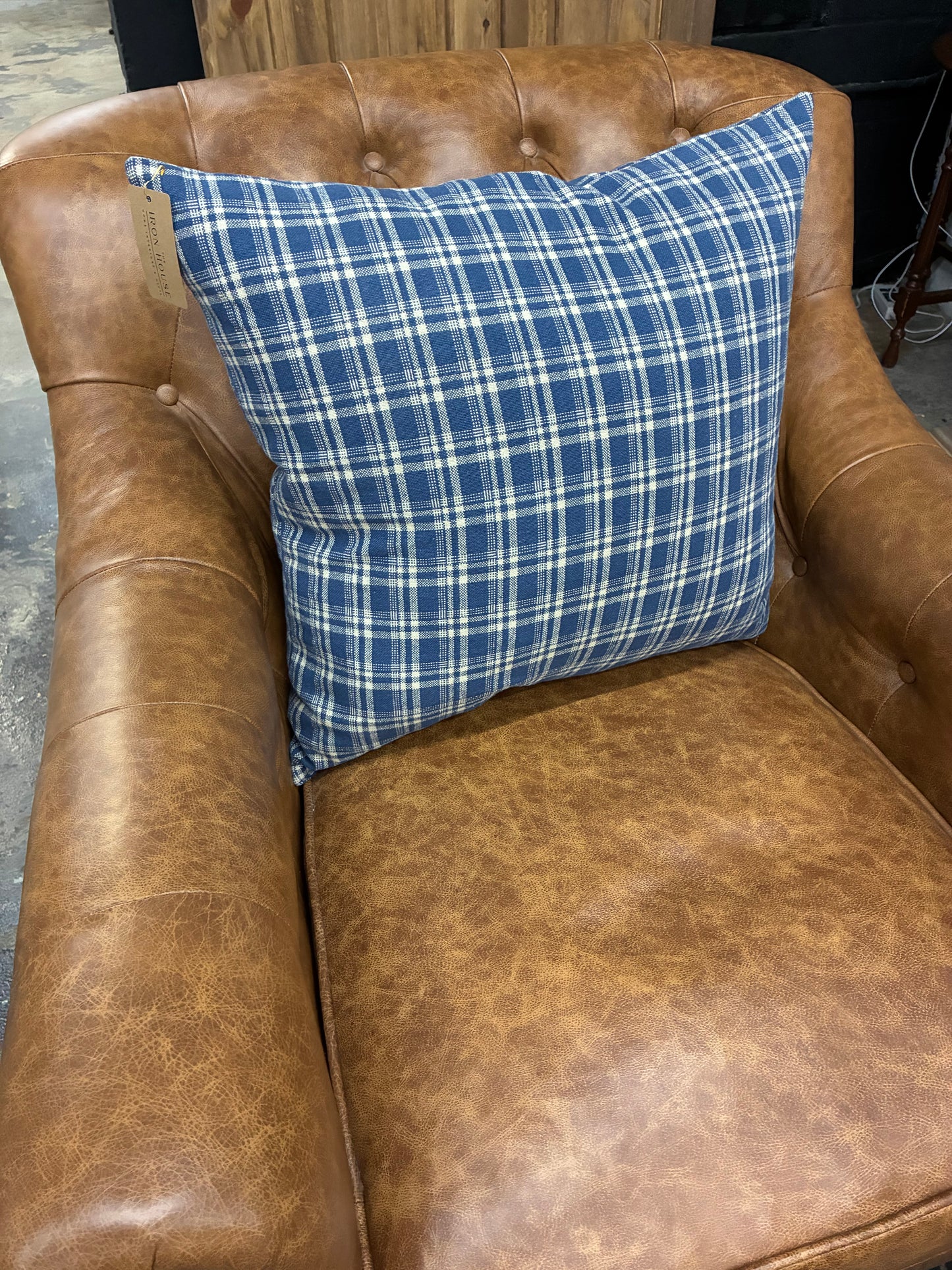 Navy Plaid Pillow