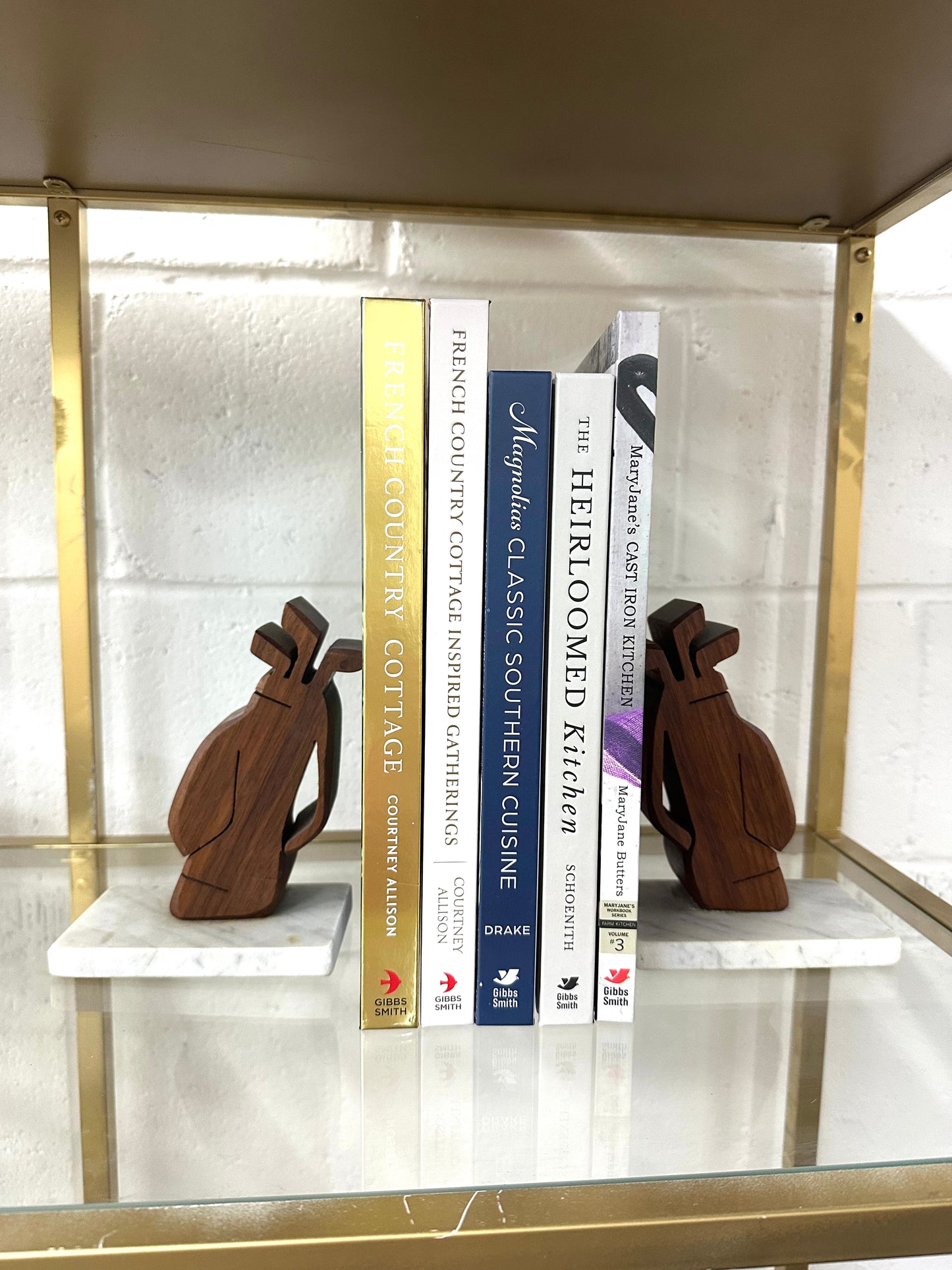 Vintage Golf Marble/ Wood Bookends
