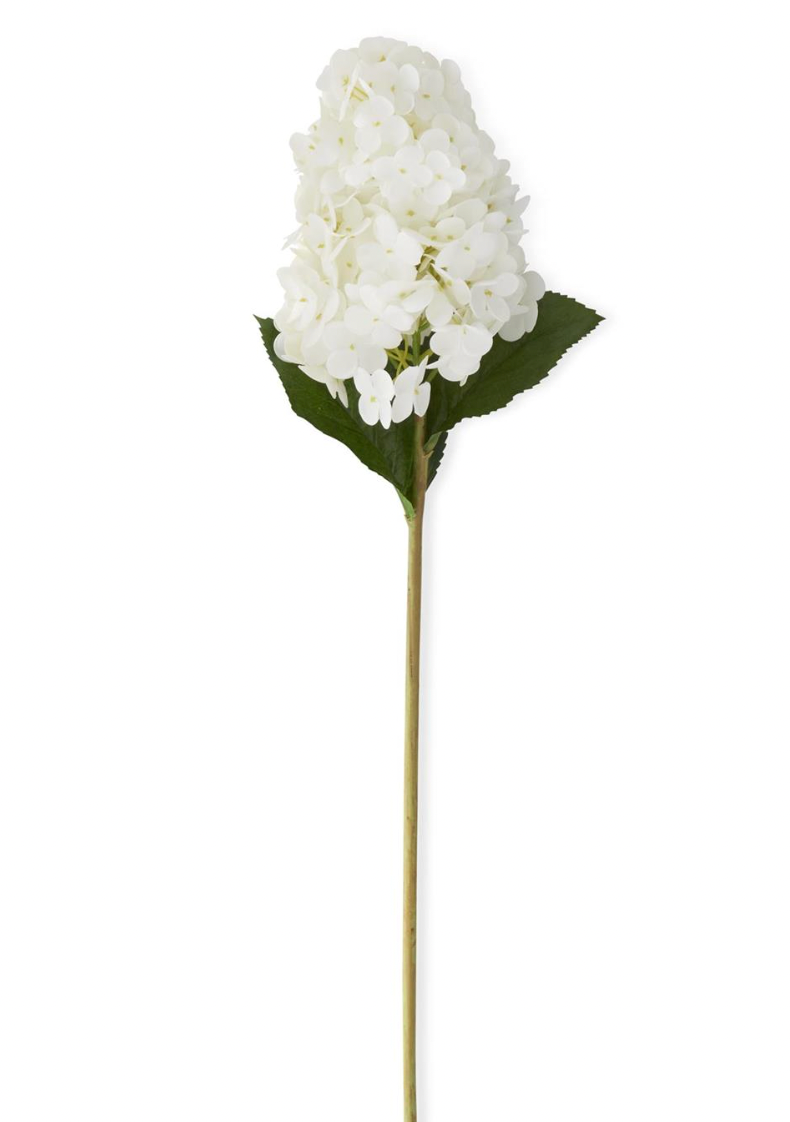 28" White Real Touch Cone Hydrangea Stem