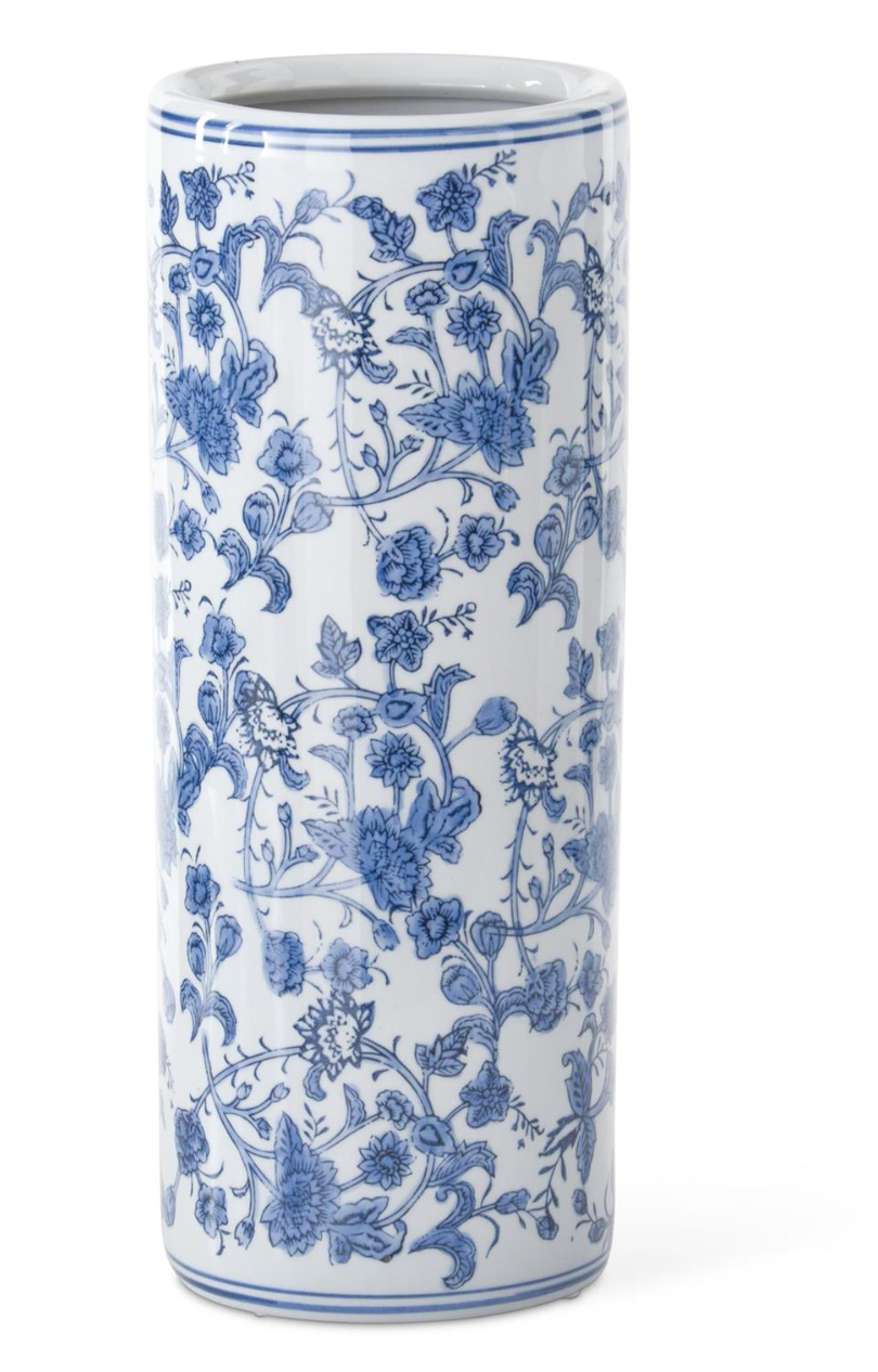 24.25" Blue & White Chinoiserie Umbrella Stand
