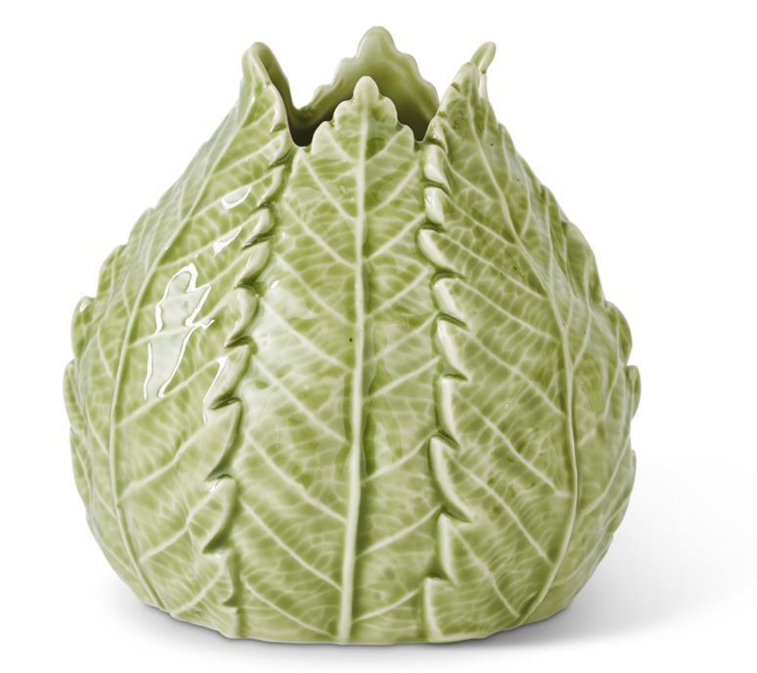 Green Ceramic Leaf Vase 5"