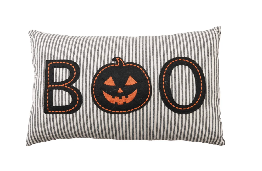 BOO Striped Lumbar Pillow