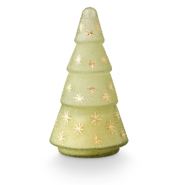 Frosted Tree Star Glass Candle