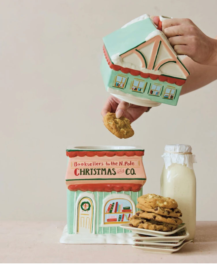 Christmas Bookstore Cookie Jar
