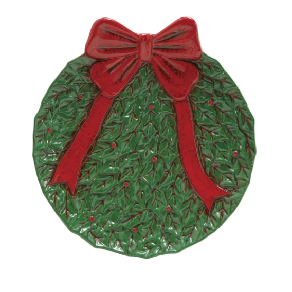 Ceramic Wreath Plate with Bow