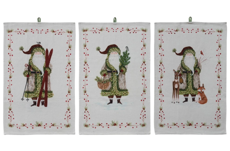Santa & Berries Tea Towel