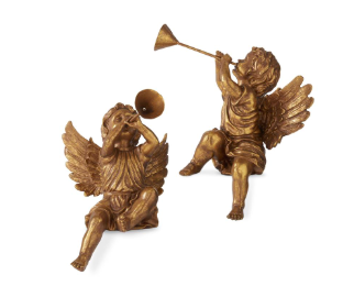 Sitting Gold Resin Cherub Statues