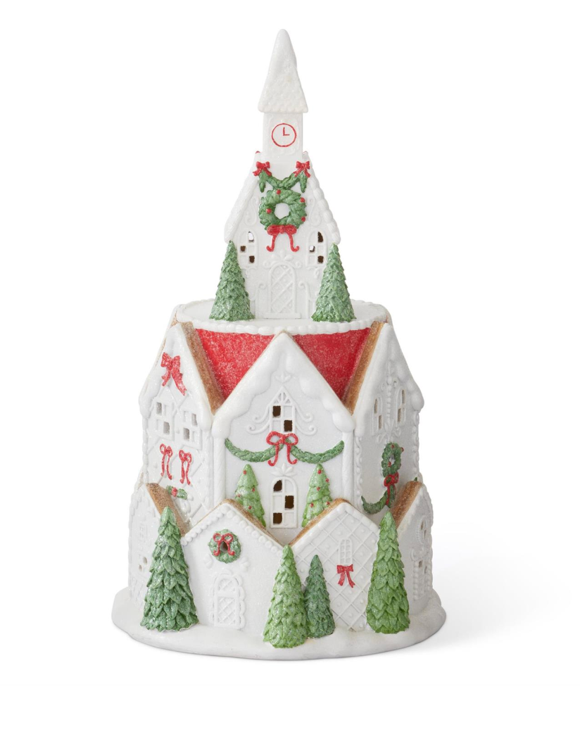 Tiered Christmas Village with Timer 21"