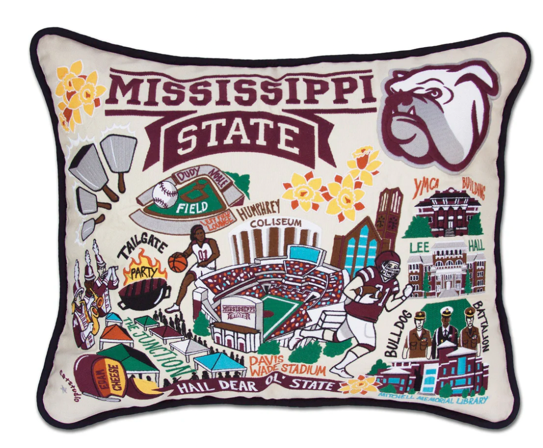 Mississippi State University Collegiate Embroidered Pillow