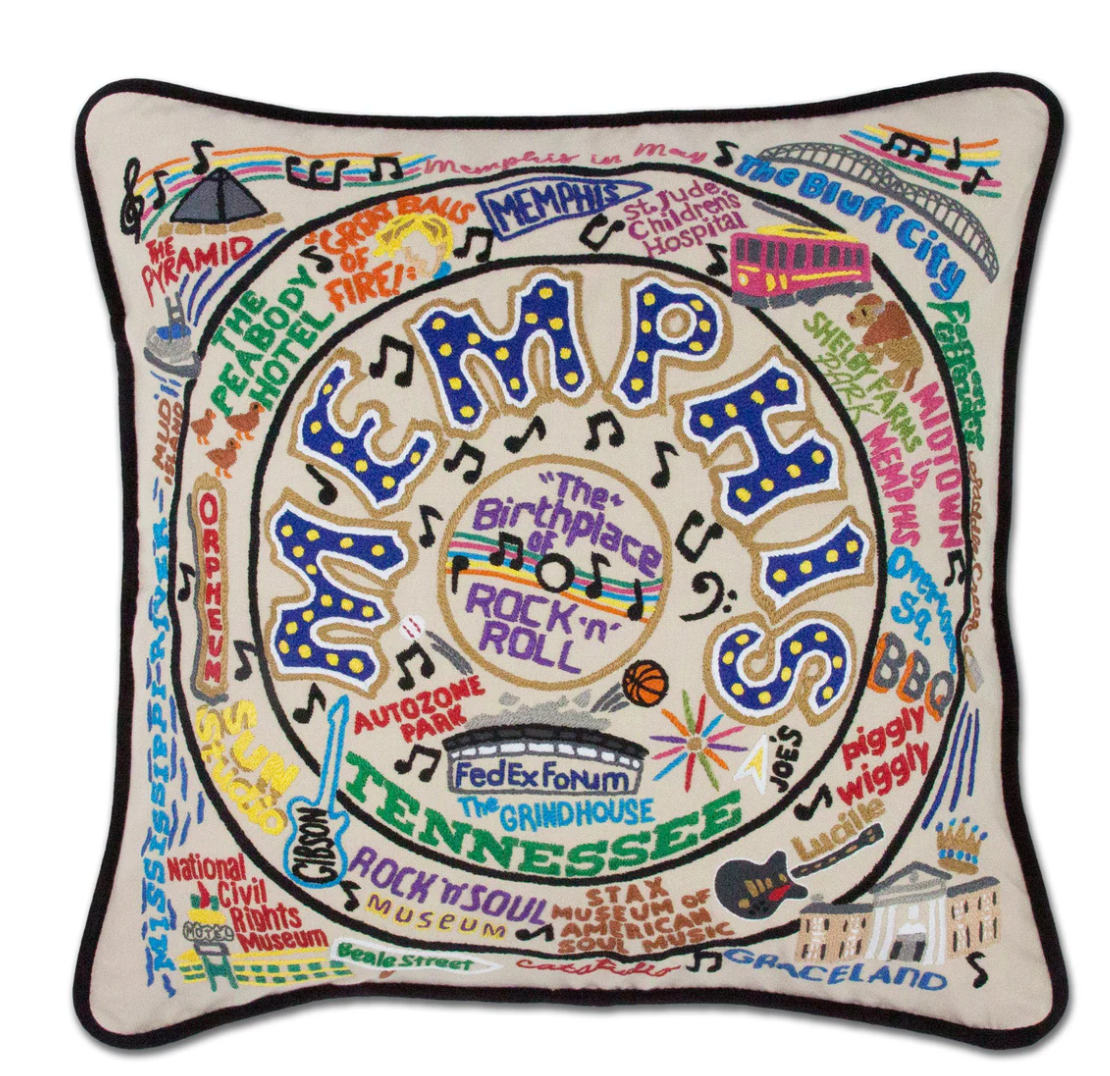 Memphis Hand- Embroidered Pillow