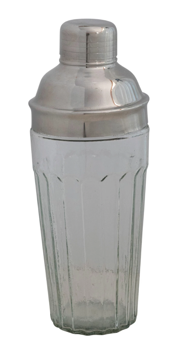 Glass Cocktail Shaker w/ Stainless Steel Top