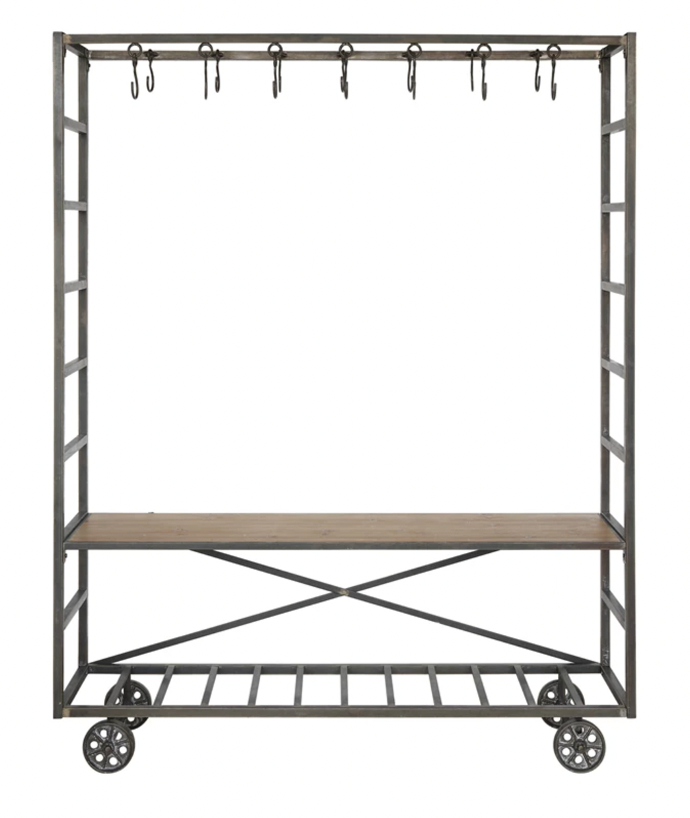 Metal Cart and Bench with Hooks