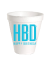 HBD Aqua Styrofoam Cups