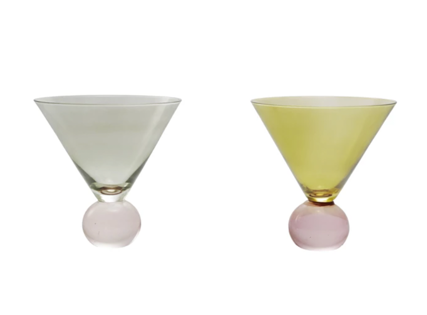 Two-Tone Martini Glass with Ball Stem 12oz