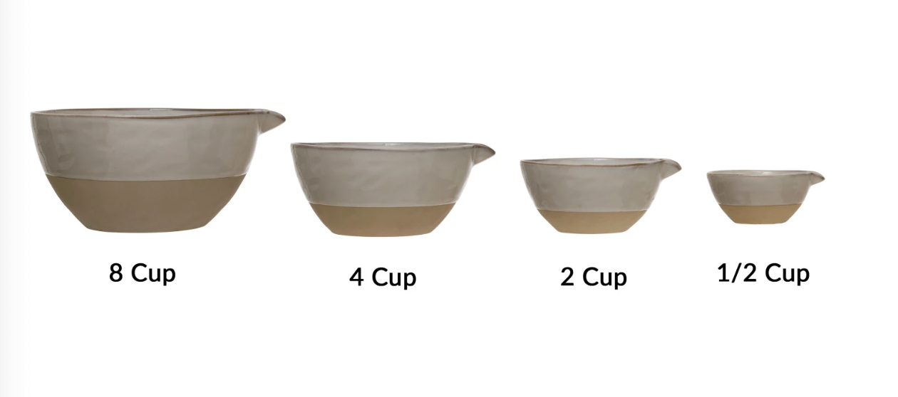 Stoneware Batter Bowl with Glaze, Set of 4