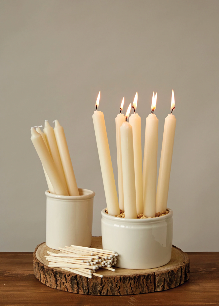 Unscented Taper Candles In Box, Set of 12