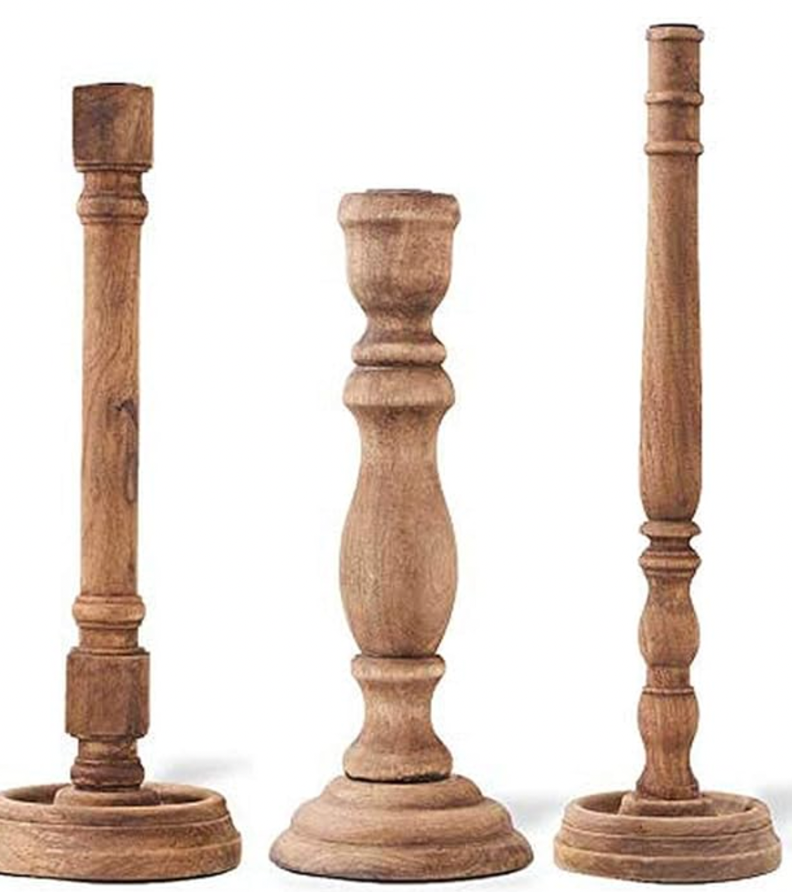 Brown Wood Taper Candleholders