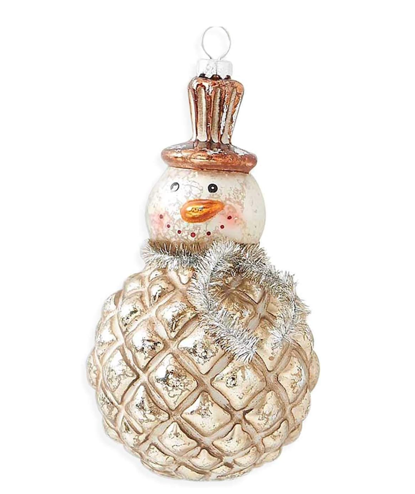 6" Vintage Snowman Ornament w/ Hat and Base