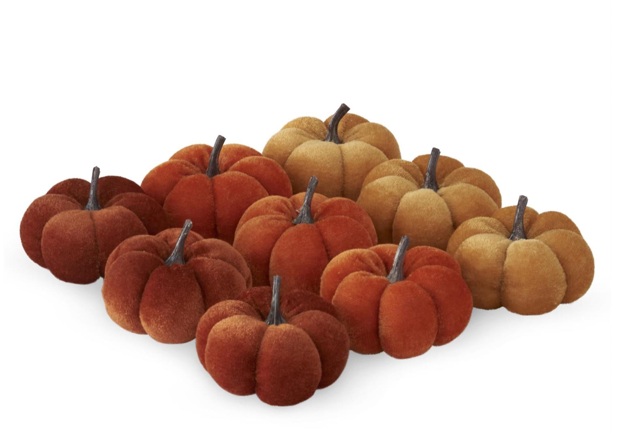 2" Tan Rust & Orange Velvet Filler Pumpkins
