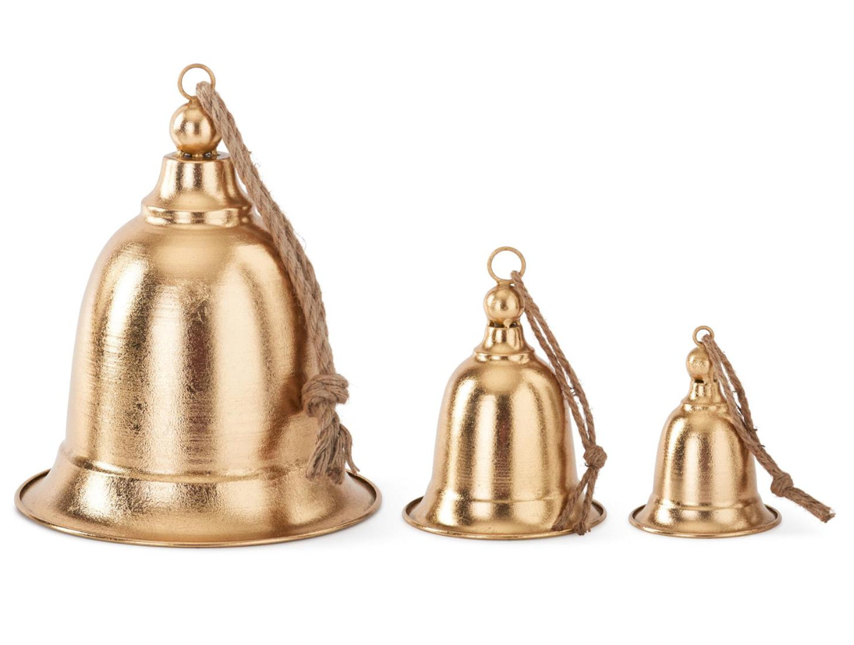 Gold Metal Dome Bells w/Rope Hangar