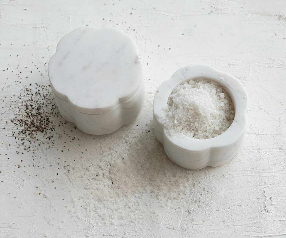 Marble Scallop Stackable Pinch Pots w/ Lids