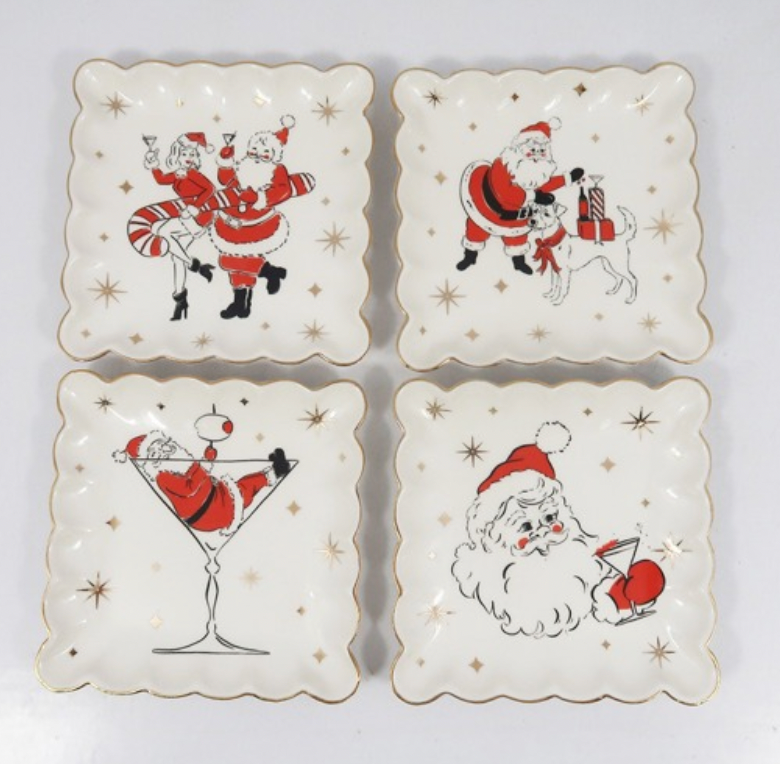 Holiday Cheers Scalloped Square Plate
