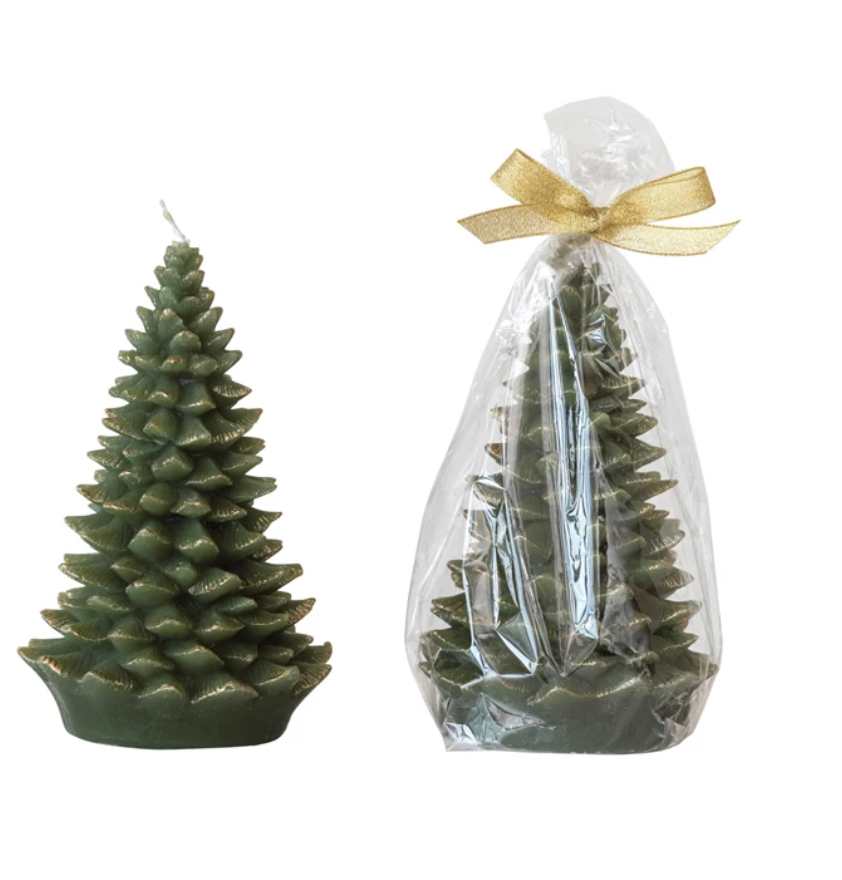 Tree Shaped Candle w/ Gold Tips