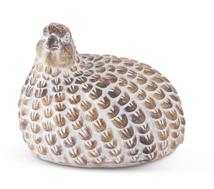 4.25" Tan Whitewashed Resin Quail