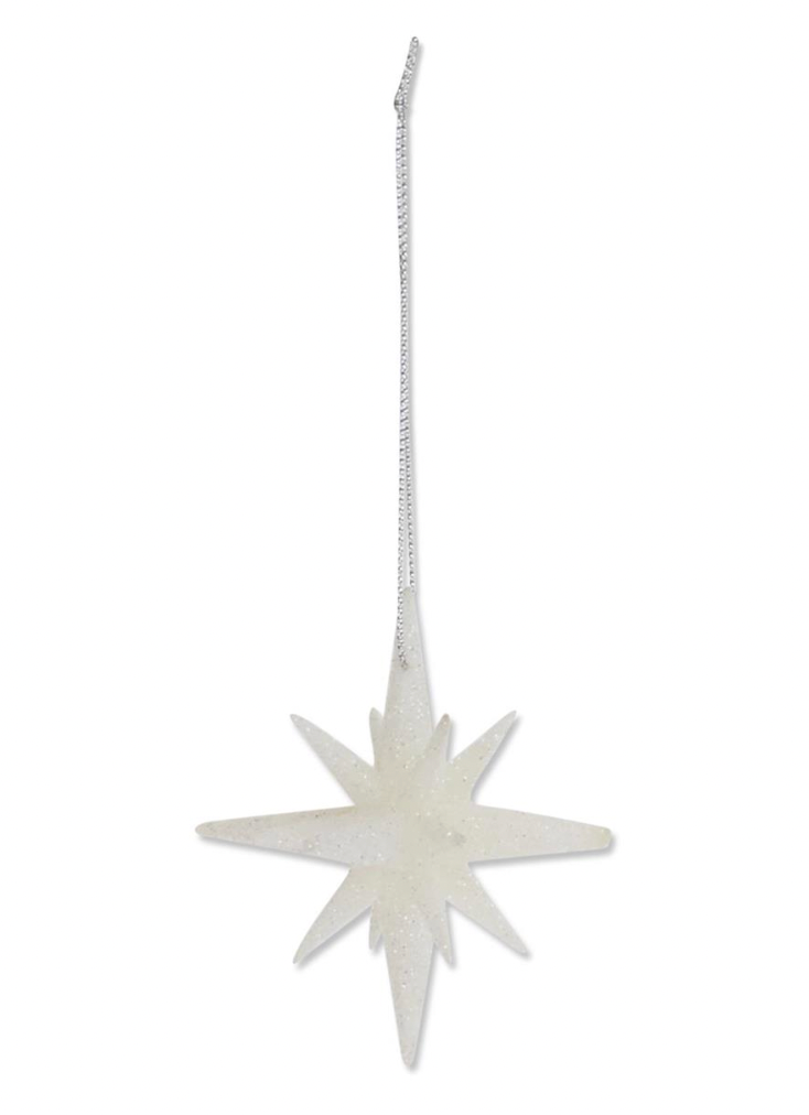 White Glitter 9 Point Star 2.5" Ornament
