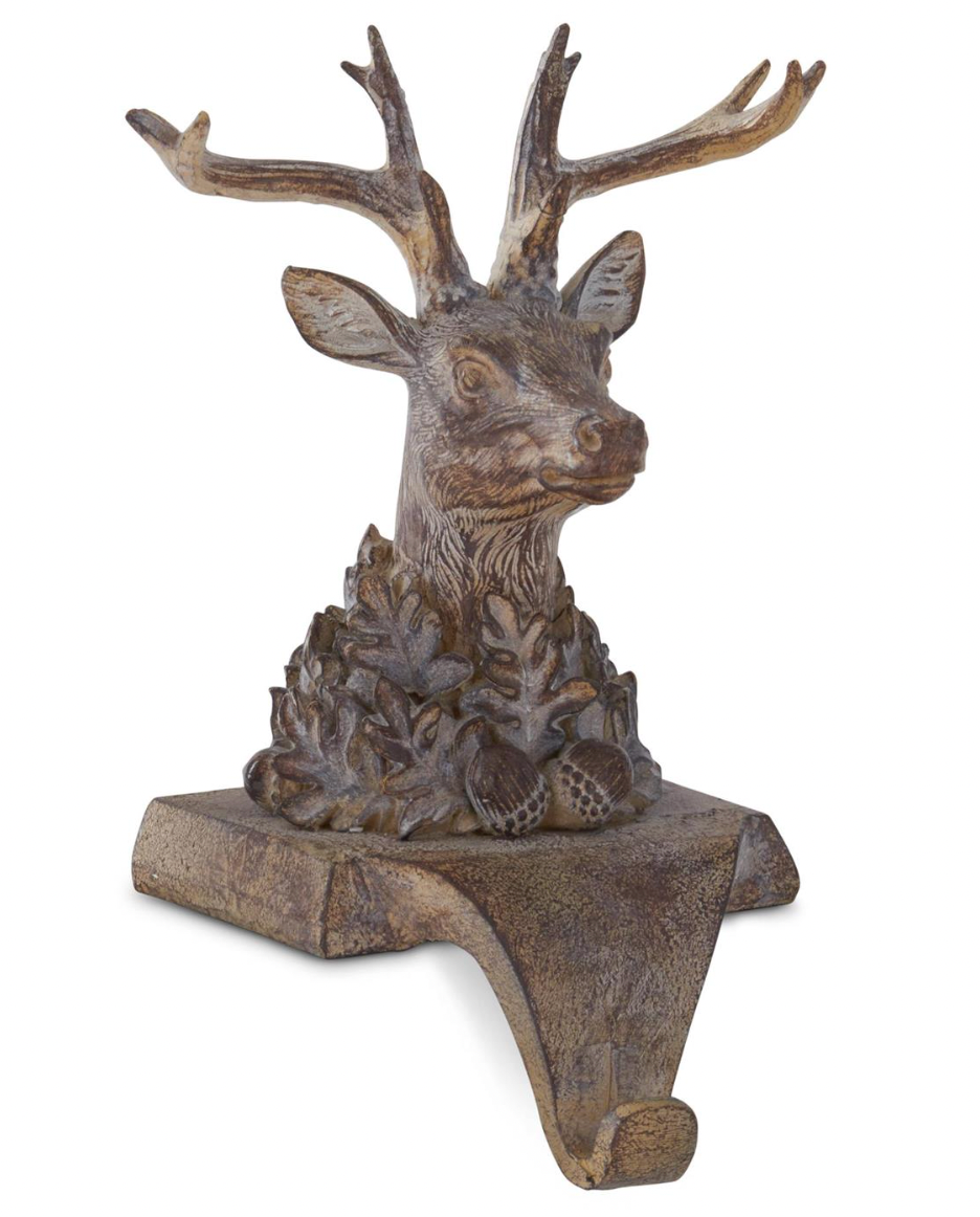 9.5" Resin Faux Woodgrain Deer Bust Stocking Holder