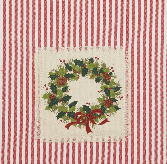 Holiday Patch Stripe Kitchen Towel