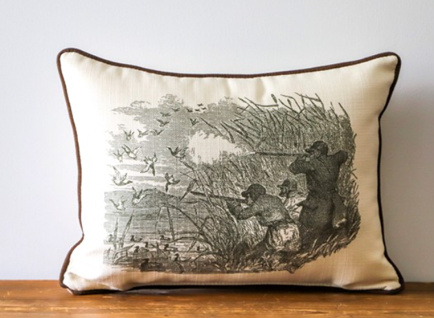 Duck Hunting Scene Pillow
