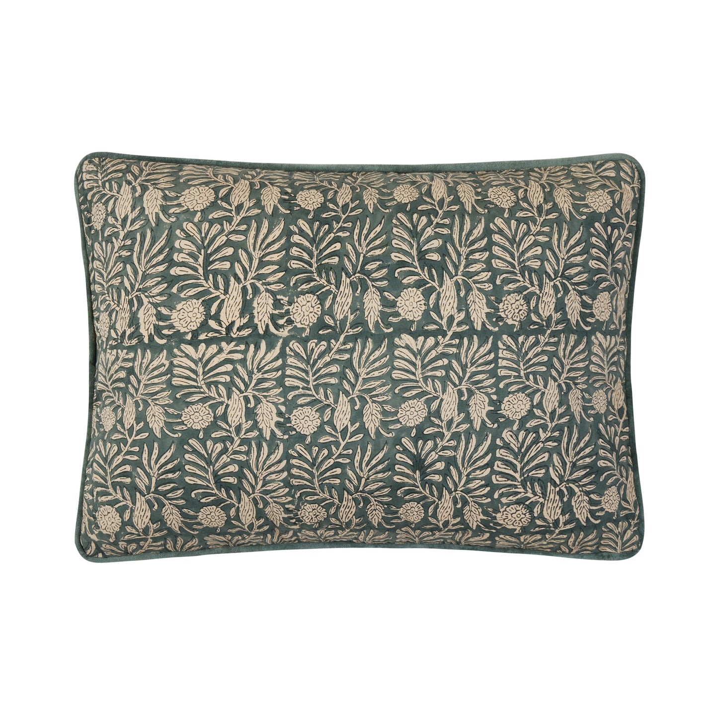 Block Print Leaf Squares Pillow