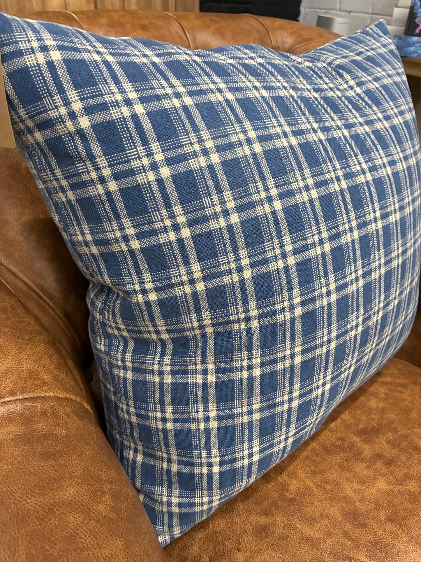 Navy Plaid Pillow
