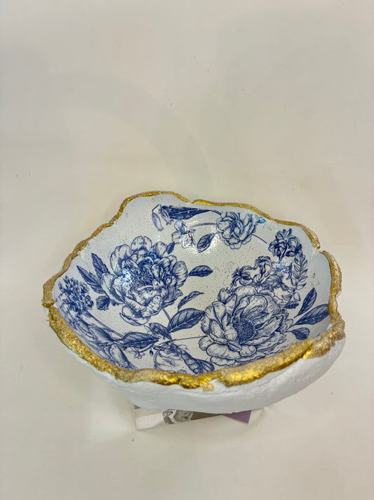 Blue & White Print Acrylic Bottom Bowl