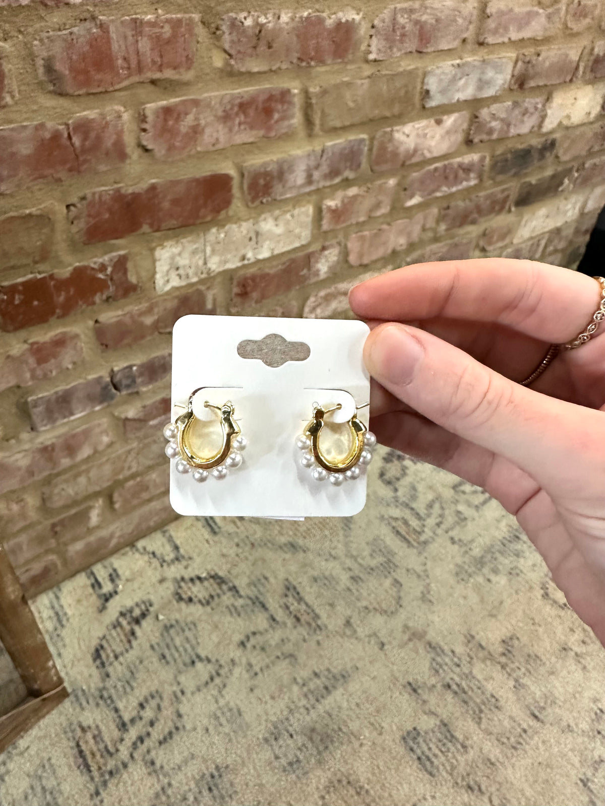 Gold Pearl Hoop Earrings