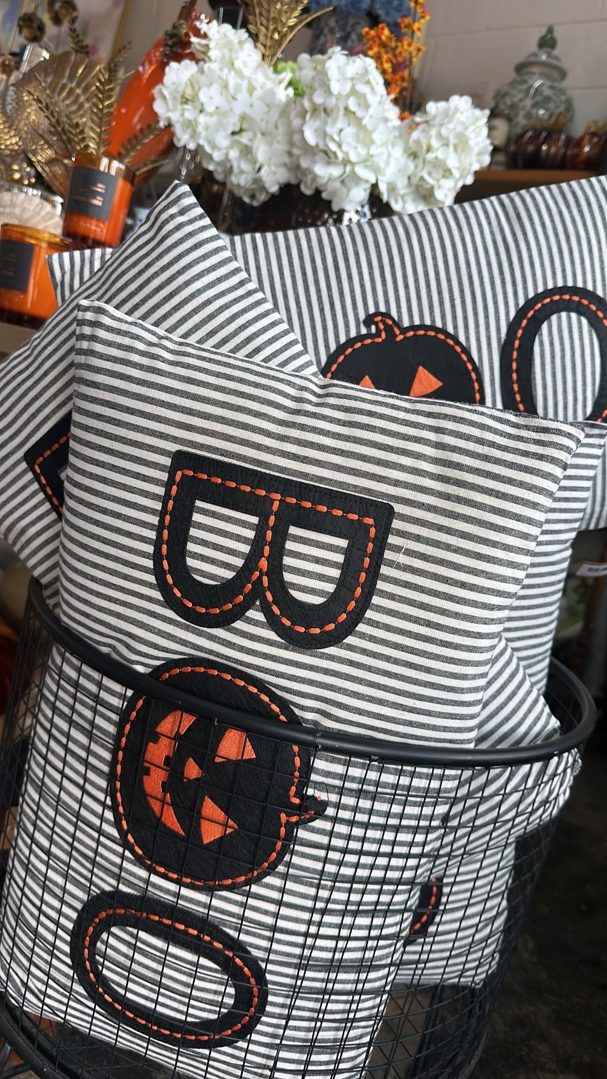 BOO Striped Lumbar Pillow