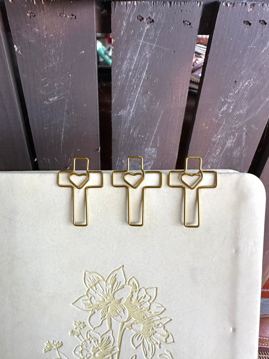 Gold Cross Paper Clips