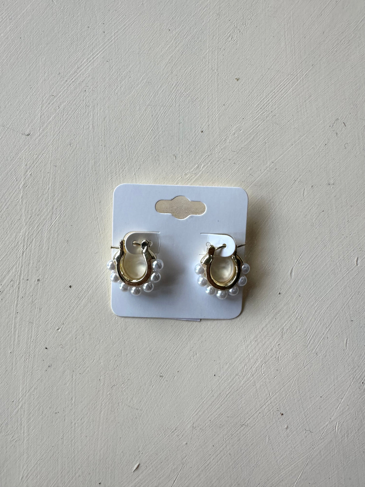 Gold Pearl Hoop Earrings