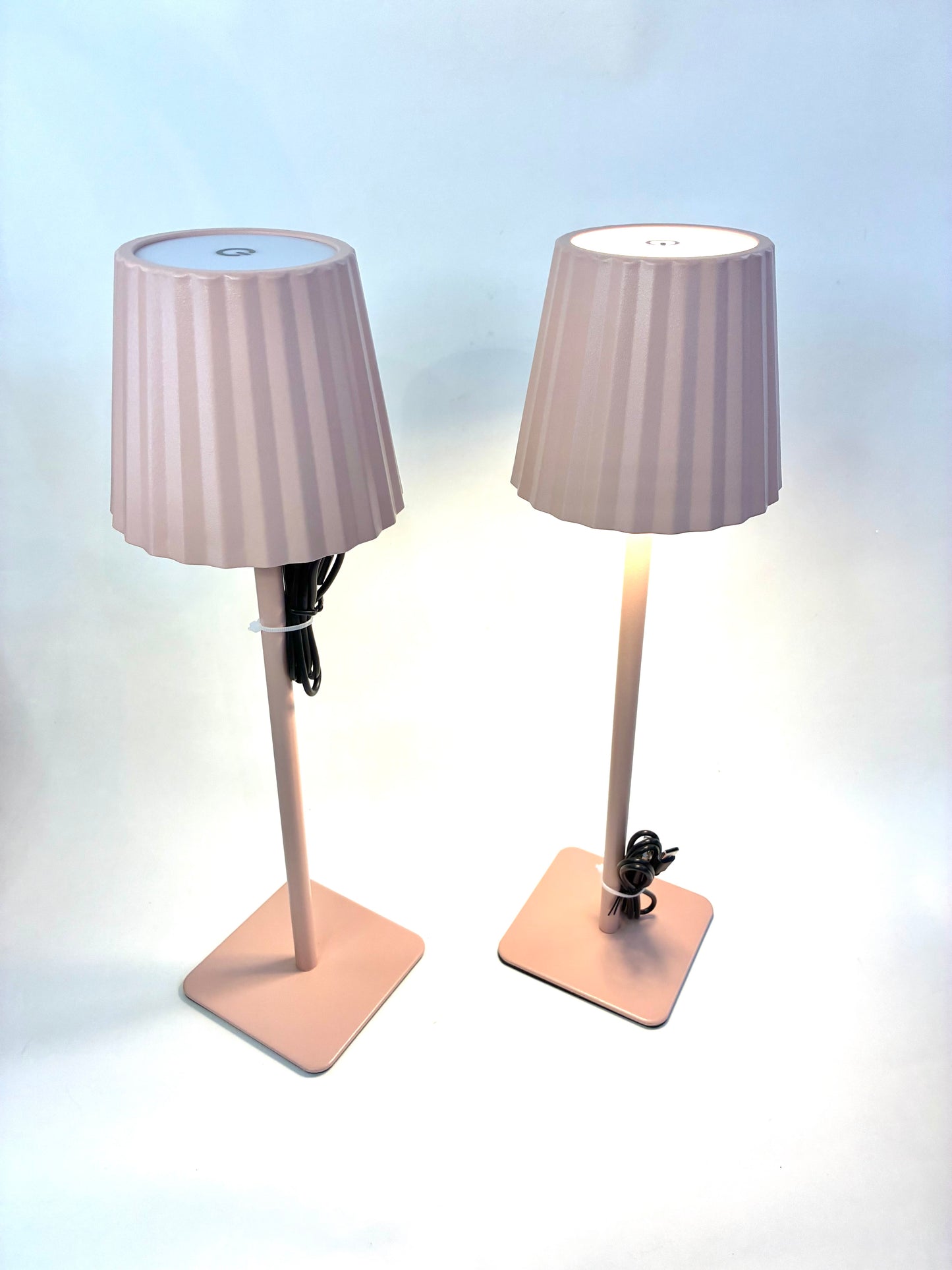 Pink Fluted Rechargeable Table Lamp