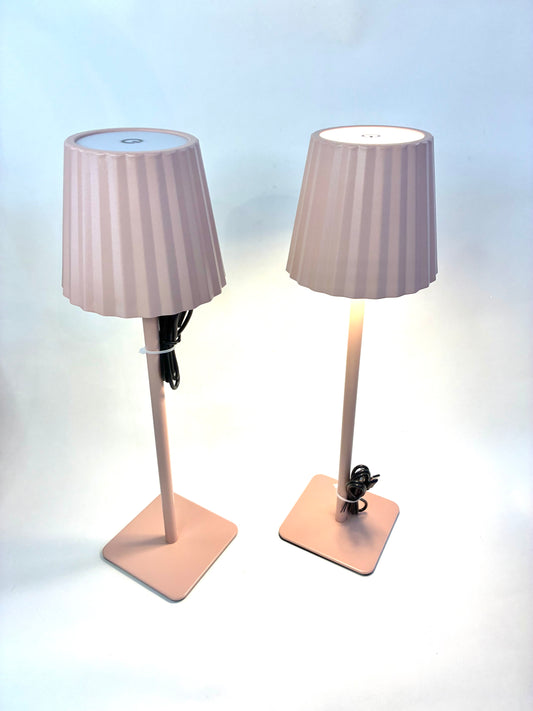 Pink Fluted Rechargeable Table Lamp