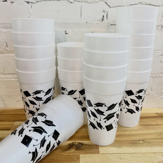 Flying Graduation Caps Styrofoam Cups