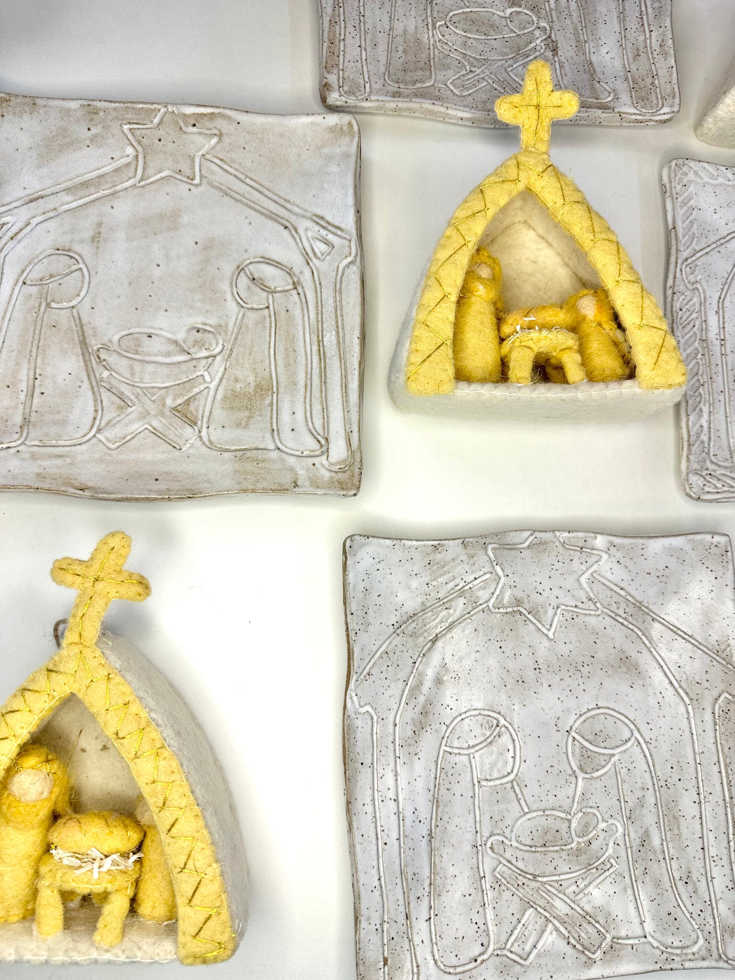 Handmade Wool Felt Holy Family Ornament with Embroidery