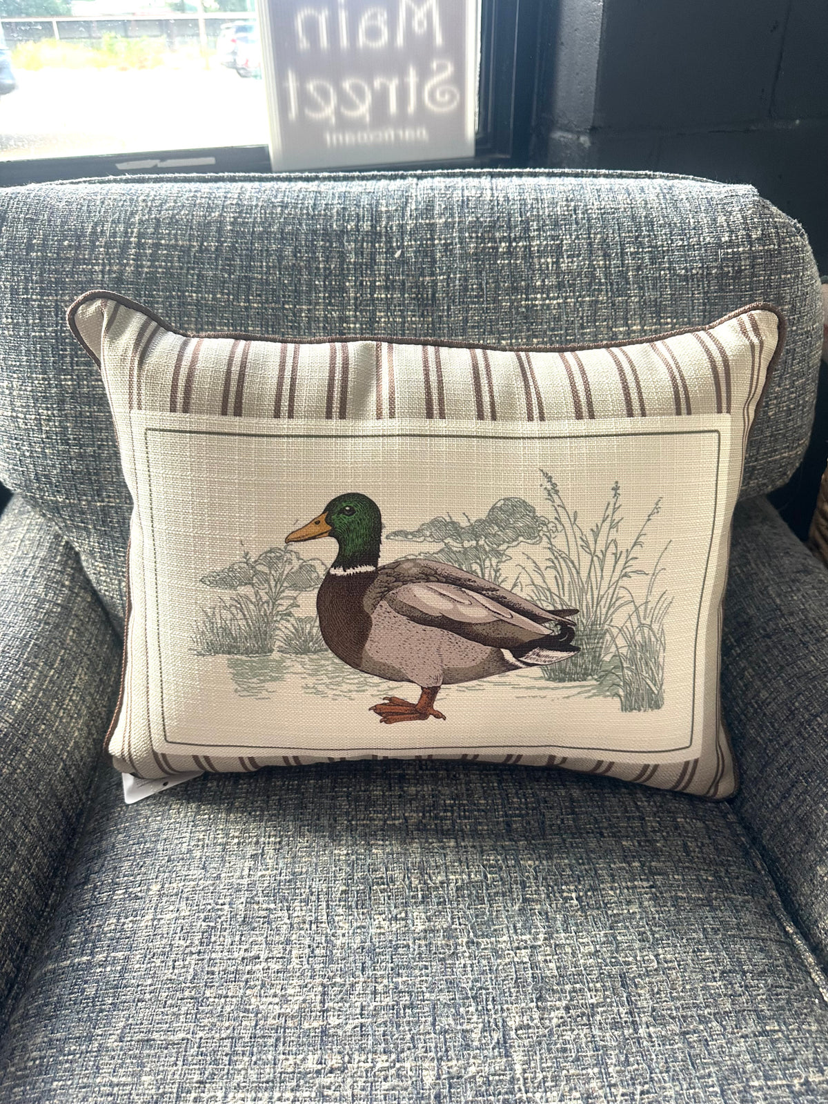 Stripe Mallard Duck Pillow