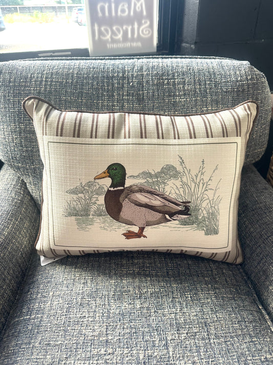 Stripe Mallard Duck Pillow