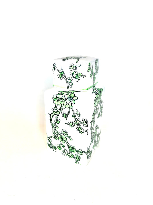 Green Flower Ceramic Jar