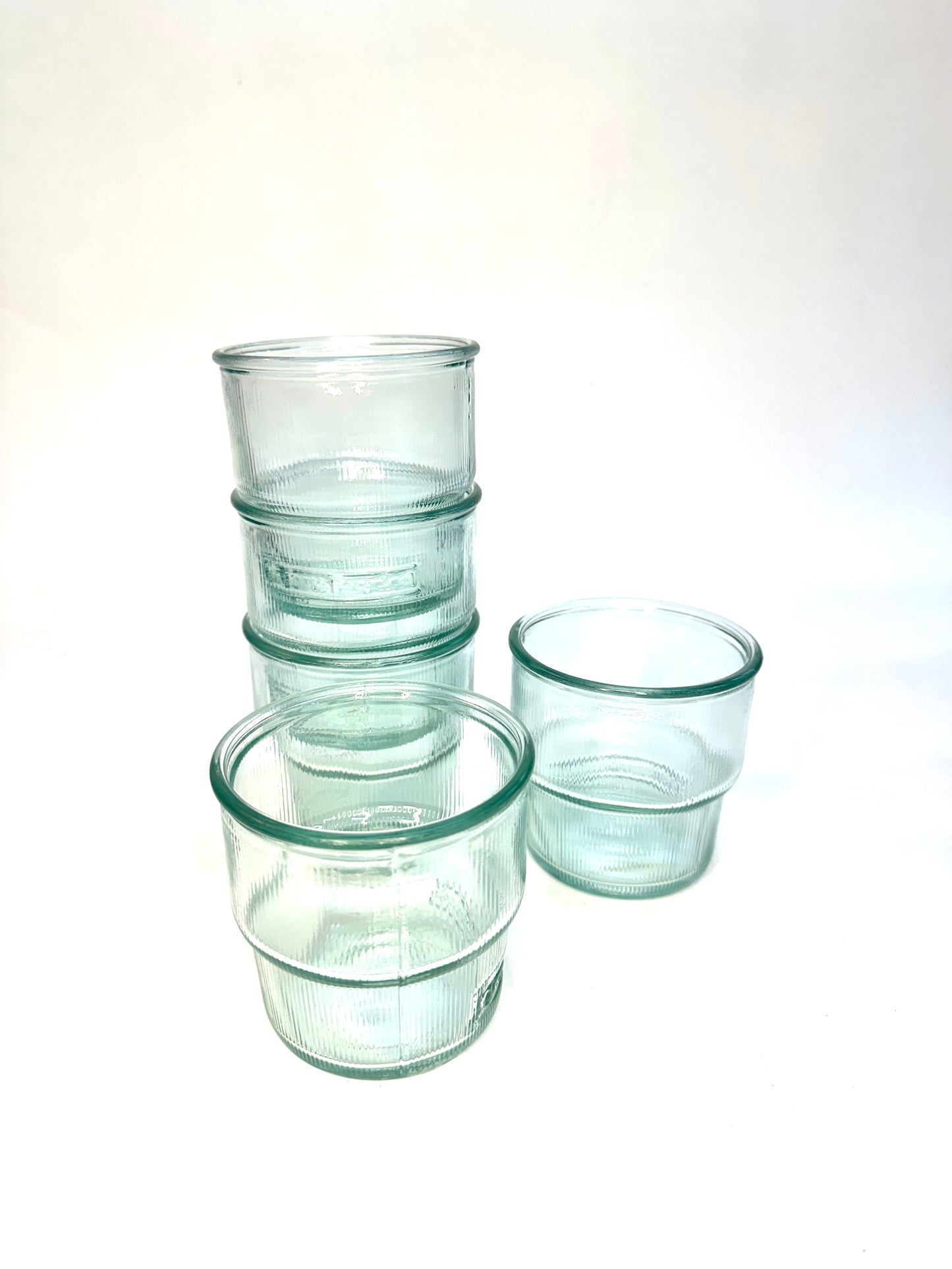 Glass Ribbed Stackable Drinking Glass