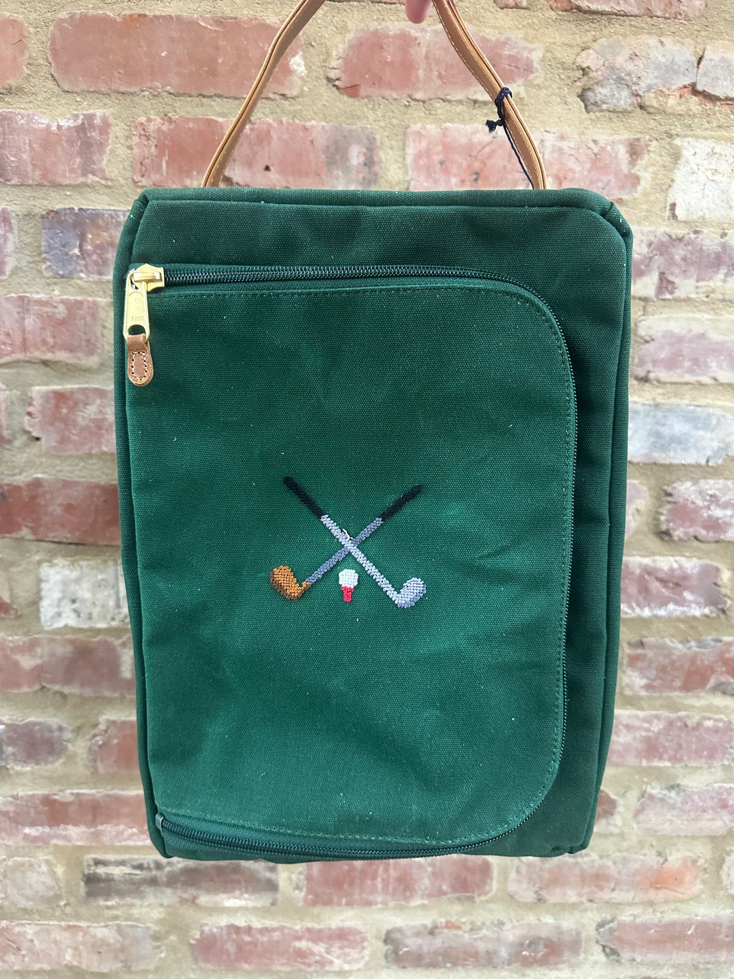 Crossed Clubs Shoe Bag- Hunter Green