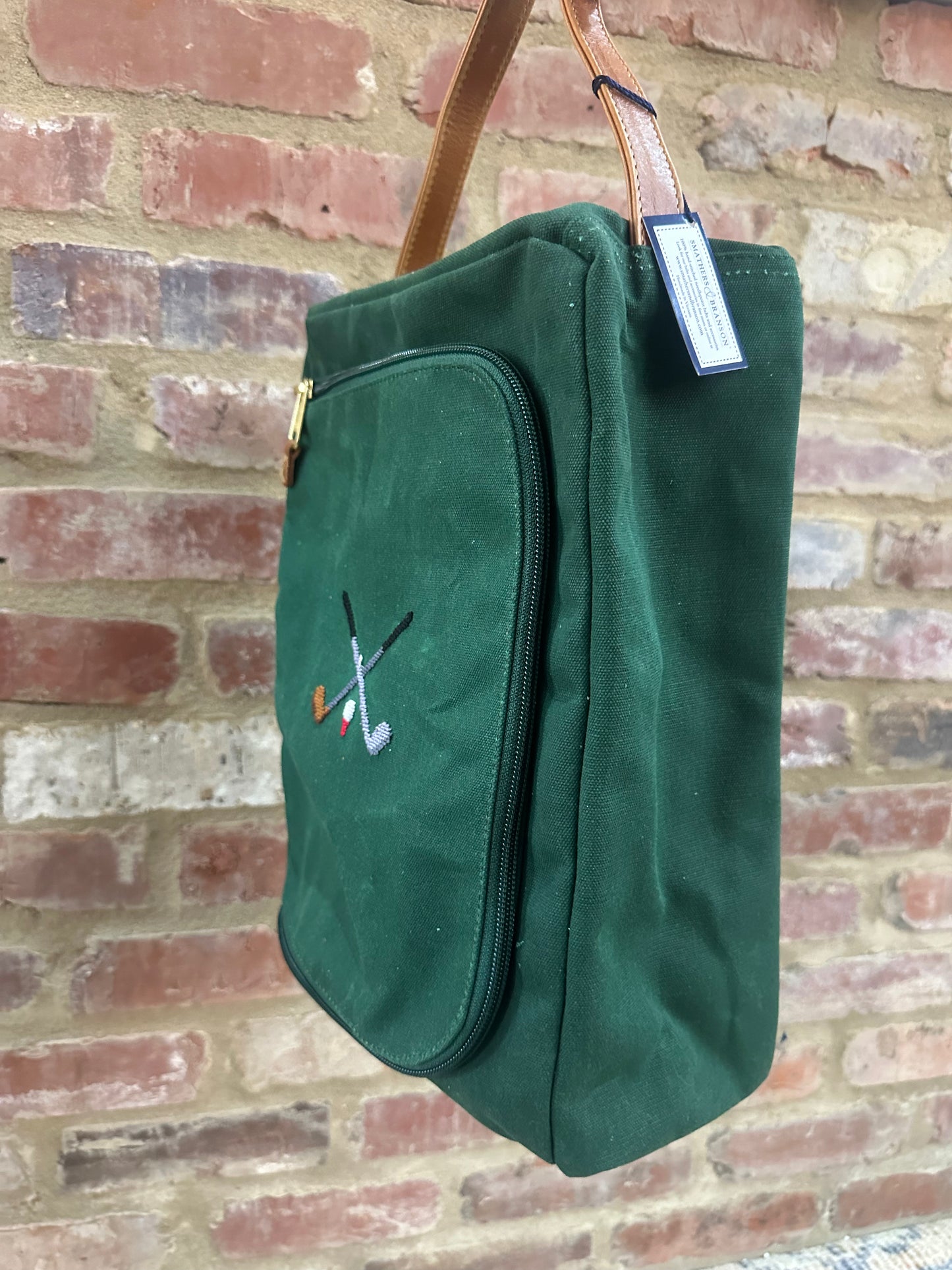 Crossed Clubs Shoe Bag- Hunter Green